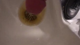 Miniatura filmu At work Risky Public Masturbation, Cumshot into the urinal after taking a long piss, startled midway
