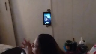 Miniatura filmu White cute milf in night dress smoking and watching TV
