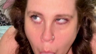 Miniatura filmu Mature BBW with blue eyes shows feet and sucks cock, he fills my throat full of CUM